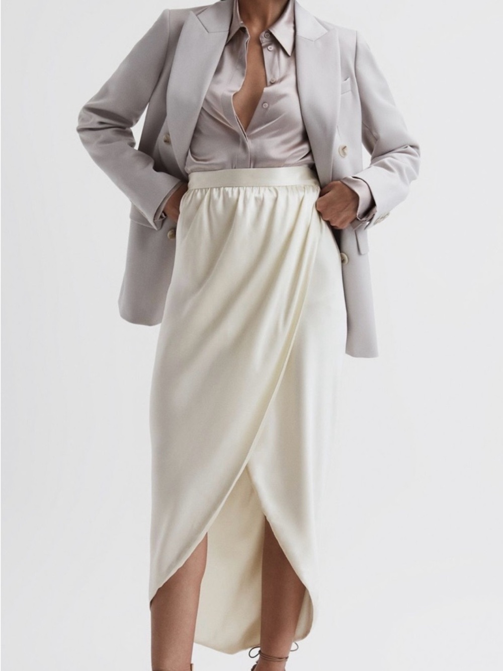 Reiss Tyra High-Low Wrap Skirt